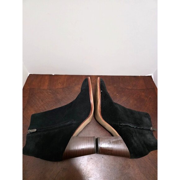 Sam Edelman Black Suede Ankle Boots Side Zippers & Stacked Heel Size 8 - Picture 5 of 10